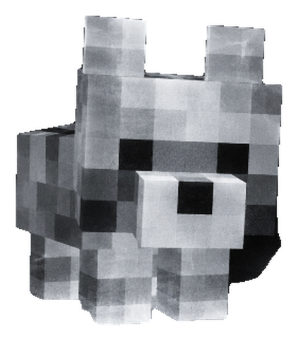 Xray Wolf, a blocky grey wolf seen as if on an x-ray film